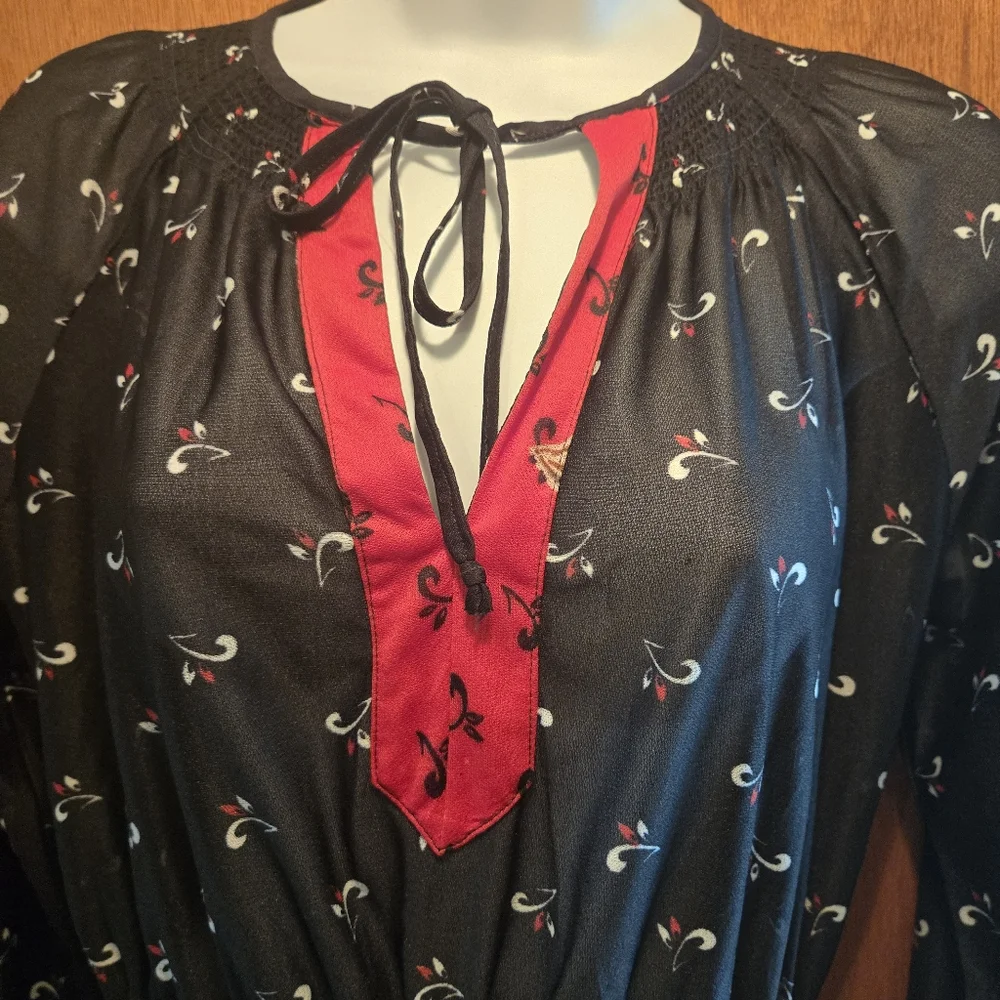 Vintage BEAUTIFUL sheer black & floral dress no tags or size approx szM - Picture 7 of 8